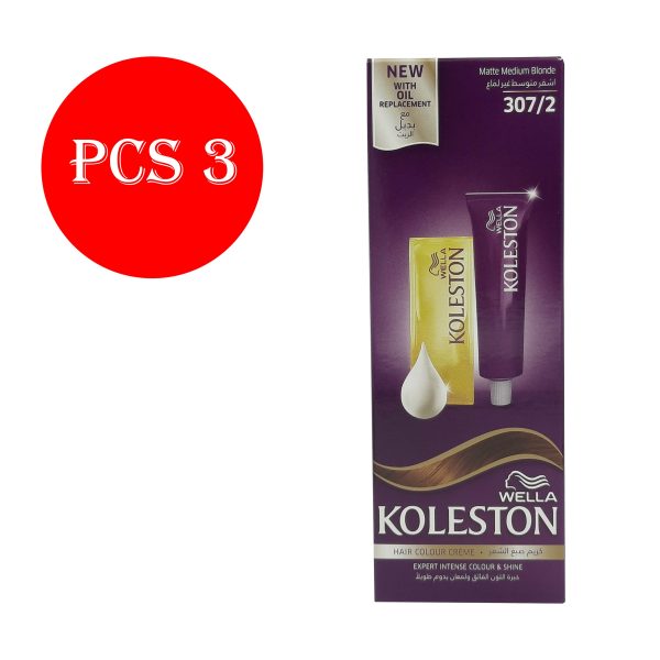 كوليستون صبغة شعر اشقر متوسط غير لماع -  KOLESTON hair colour matte medium blonde 307/2 3pcs