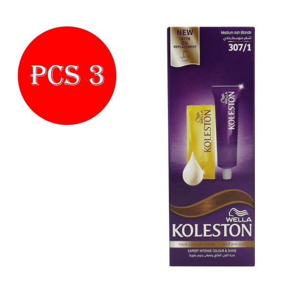 كوليستون صبغة شعر اشقر متوسط رمادي -  KOLESTON hair colour mediume ash blonde 307/1  3pcs