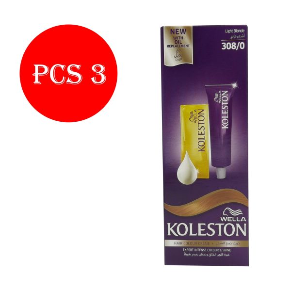 كوليستون صبغة شعر اشقر فاتح - KOLESTON hair colour light blonde 308/0 3pcs
