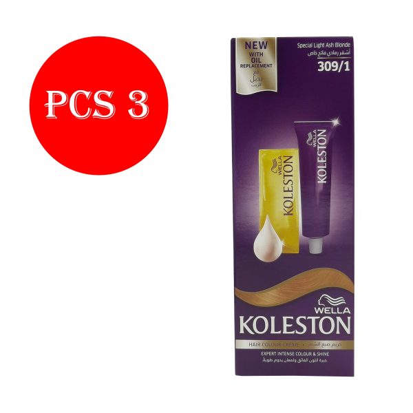 كوليستون صبغة شعر اشقر رمادي فاتح - KOLESTON hair colour special light ash blonde 309/1 3pcs