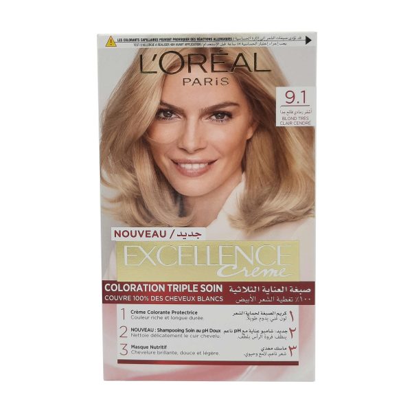 لوريال باريس صبغة شعر اكسيلنس اشقر - L’OREAL PARIS hair color excellence blonde 9.1