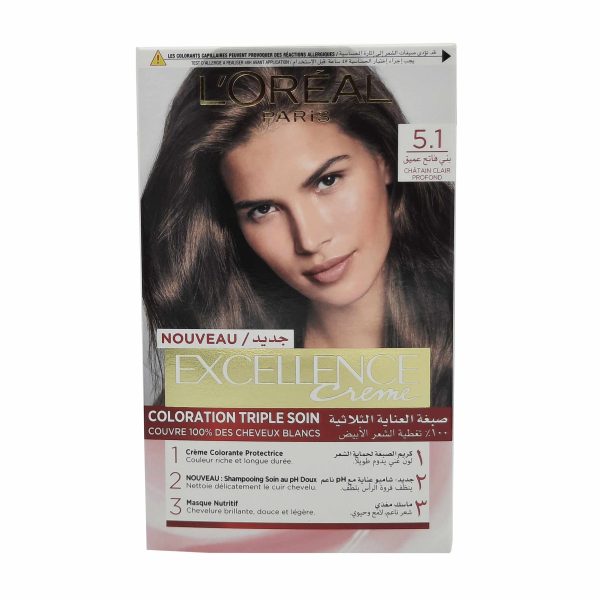 لوريال باريس صبغة شعر اكسيلنس بني - L’OREAL PARIS hair color excellence brown 5.1