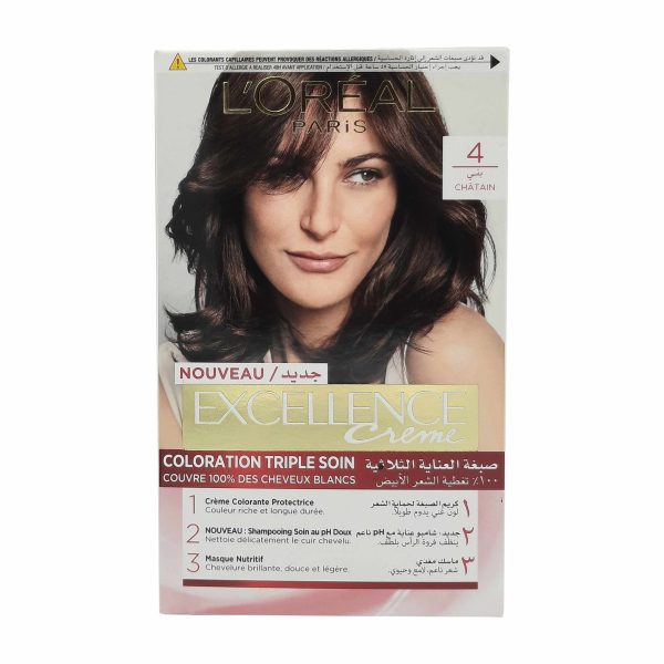 لوريال باريس صبغة شعر اكسيلنس بني - L’OREAL PARIS hair color excellence brown 4