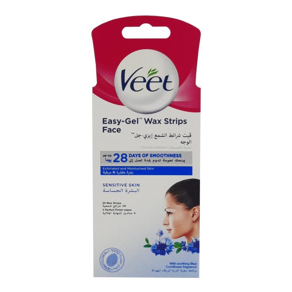 فيت شرائط الشمع للوجه للبشرة الحساسة - Veet wax strips for face sensitive skin 20strips