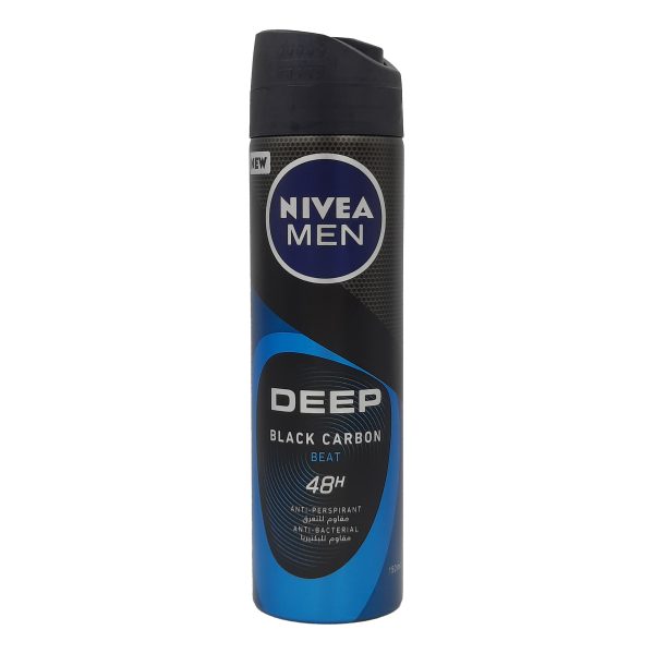 نيفيا مزيل عرق بخاخ للرجال ديب بلاك كربون بيت - NIVEA MEN spray anti-perspirant deep black carbon beat 150ml