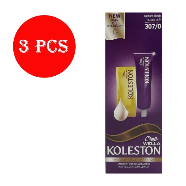 كوليستون صبغة شعر اشقر متوسط- KOLESTON hair colour medium blonde 307/0 3pcs