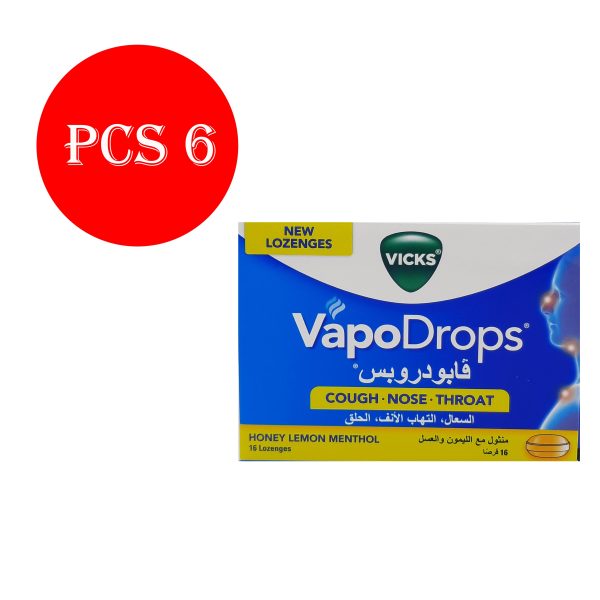 فيكس فابودروبس منثول مع الليمون والعسل - VICKS vapodrops honey lemon menthol 16lozenges 6pcs