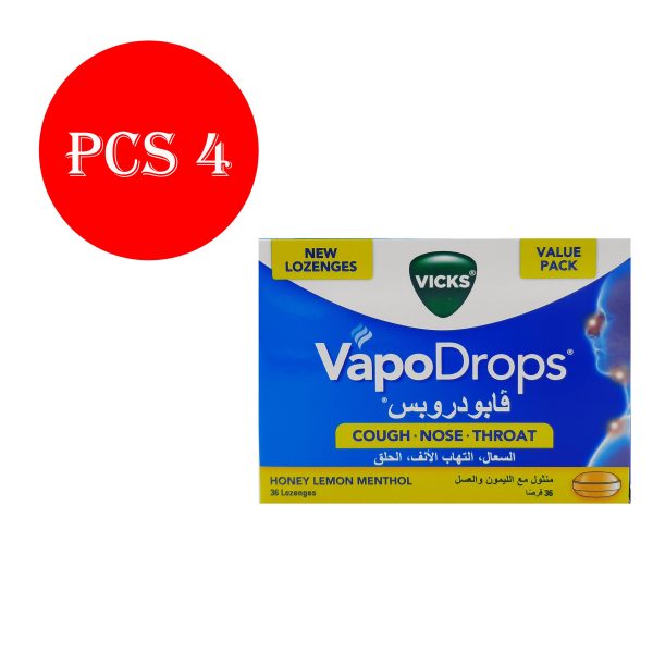 فيكس فابودروبس منثول مع الليمون والعسل - VICKS vapodrops honey lemon menthol 36lozenges 4pcs