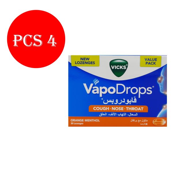فيكس فابودروبس منثول مع برتقال - VICKS vapodrops orange menthol 36lozenges 4pcs