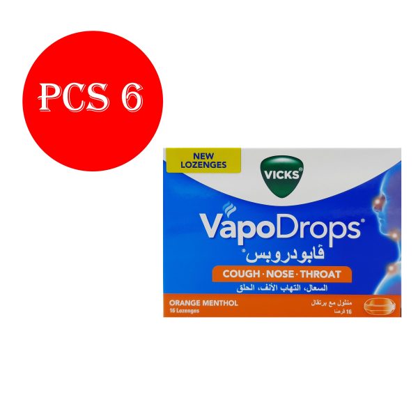 فيكس فابودروبس منثول مع برتقال - VICKS vapodrops orange menthol 16lozenges 6pcs