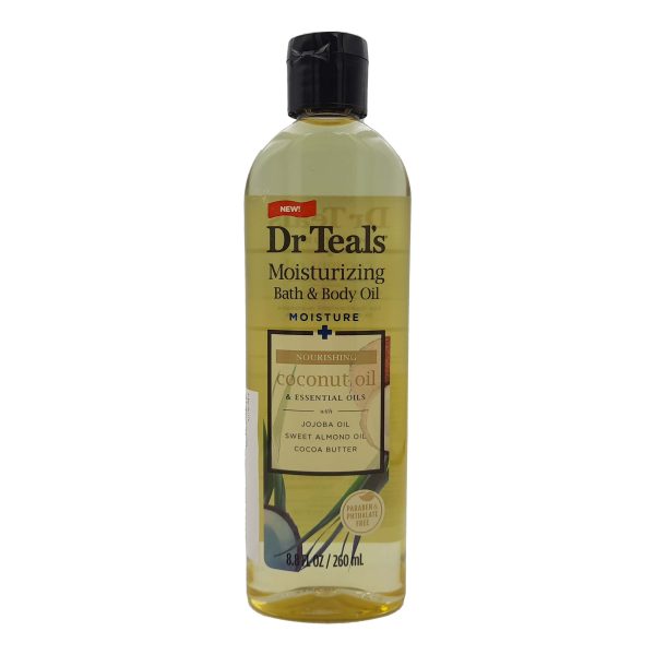 دكتور تيلس زيت مرطب للاستحمام والجسم بزيت جوز الهند - Dr Teal,s oil moisturizing bath & body coconut oil 260ml