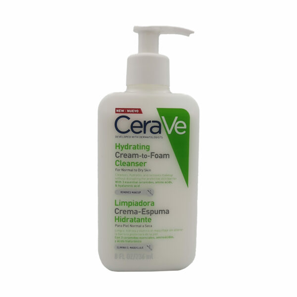 سيرافي فوم منظف للوجه مزيل مكياج للبشرة العادية الى الجافة - CeraVe hydrating facial foam cleanser makeup remover for normal to dry skin 236ml