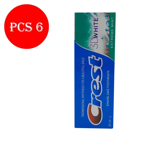كرست معجون اسنان بياض ثري دي قوة النعناع - Crest toothpaste 3D white extreme mint 6pcs 50ml