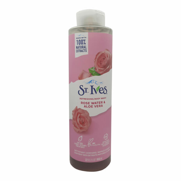 سانت ايفز غسول للجسم بماء الورد والصبار - ST.Ives exfoliating body wash rose water & aloe vera 650ml