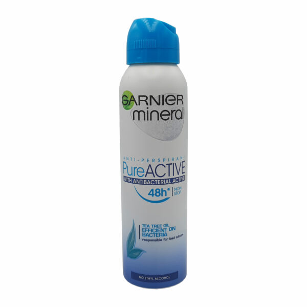 غارنييه مزيل عرق بخاخ مضاد للبكتيريا بيور اكتيف - GARNIER anti-perspirant spray pure active with antibacterial active 150ml