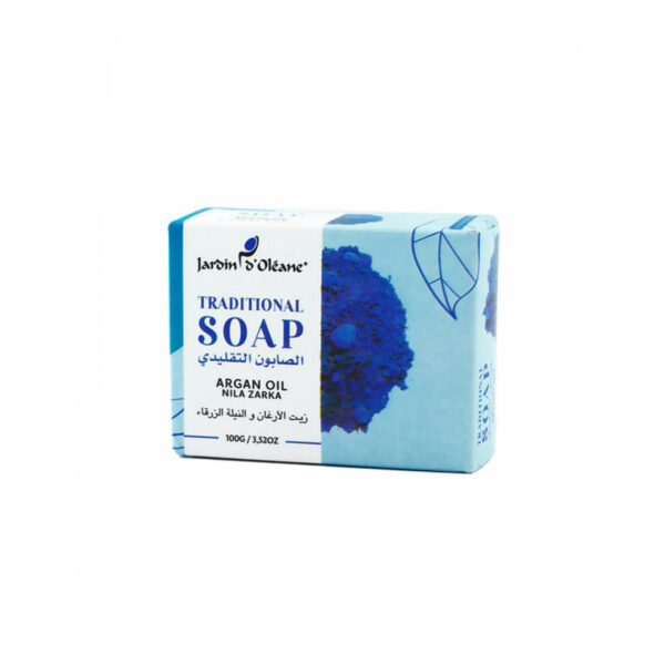 جاردين اوليان الصابون التقليدي بزيت الارغان والنيلة الزرقاء - Jardoin Oleane traditional soap argan oil nila zarka 100g