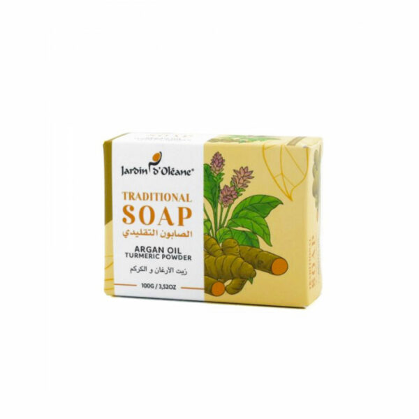 جاردين اوليان الصابون التقليدي بزيت الارغان والكركم - Jardoin Oleane traditional soap argan oil turmeric powder 100g
