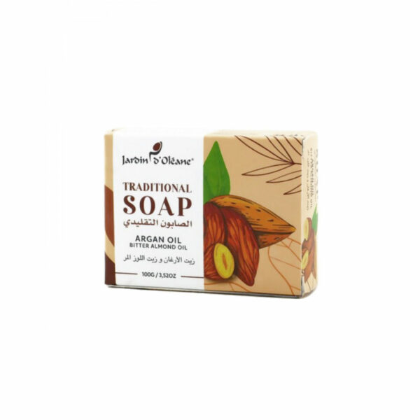 جاردين اوليان الصابون التقليدي بزيت الارغان وزيت اللوز المر - Jardoin Oleane traditional soap argan oil bitter almond oil 100g