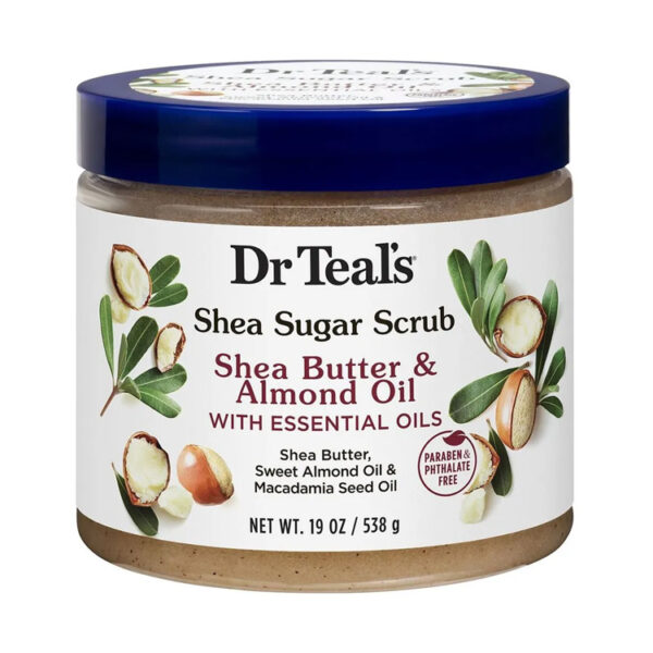 دكتور تيلز مقشر سكر الشيا للجسم بزبدة الشيا وزيت اللوز - Dr Teal's Shea Sugar Body Scrub shea butter & almond oil 538g