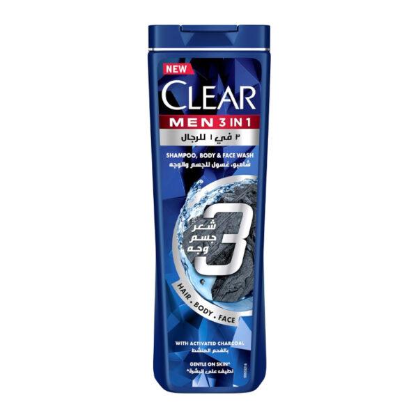 كلير شامبو للرجال 3 في 1 بالفحم المنشط - Clear shampoo for men 3 in 1 with activated charcoal 400ml