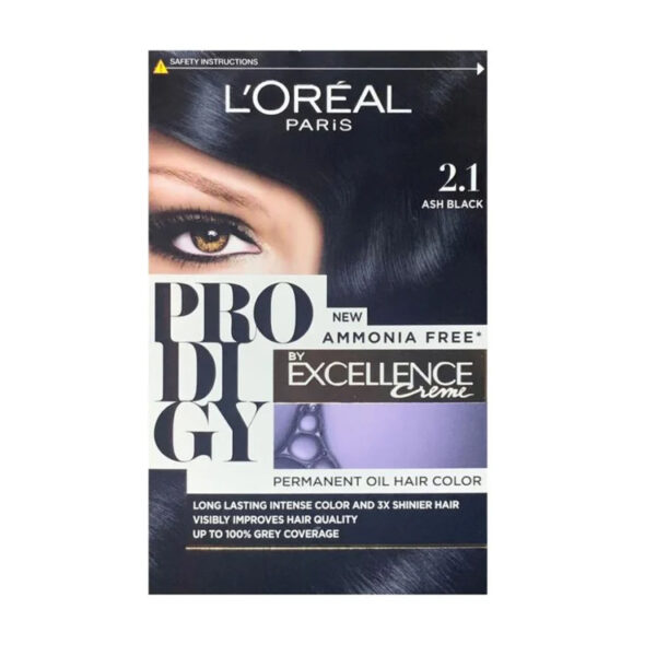 لوريال باريس صبغة شعر بروديجي اسود رمادي - L’OREAL PARIS hair color prodigy ash black 2.1