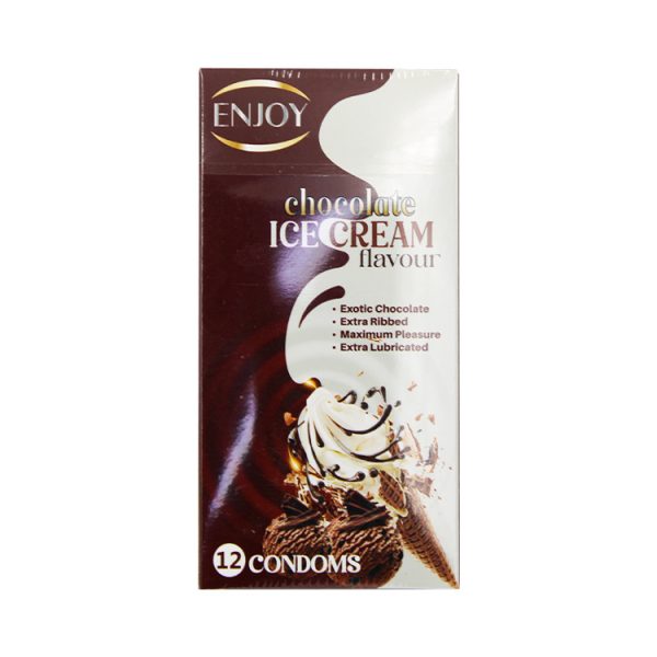 انجوي واقي ذكري بنكهة ايس كريم شوكليت - ENJOY condom chocolate ice cream flavour 12condoms