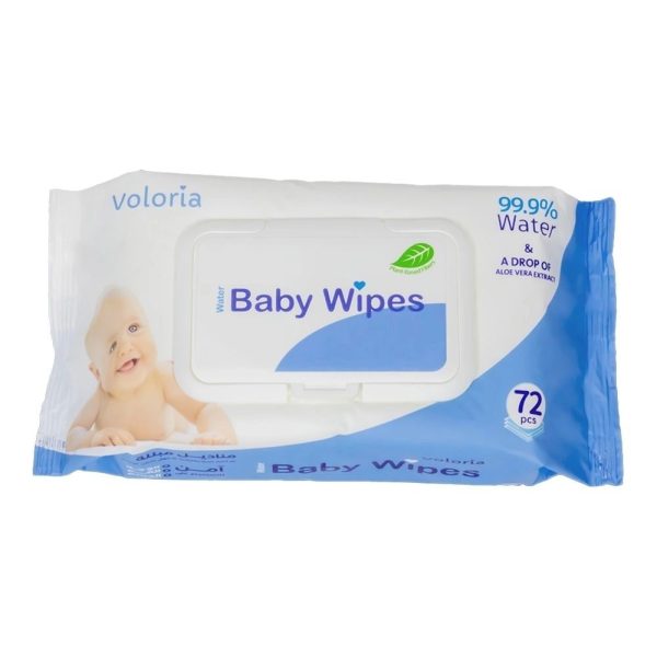 فولوريا مناديل مبللة للأطفال 99.9% ماء نقي مع الصبار - Voloria Baby Wipes 99.9% Purified Water with Aloe Vera 72 Wipes